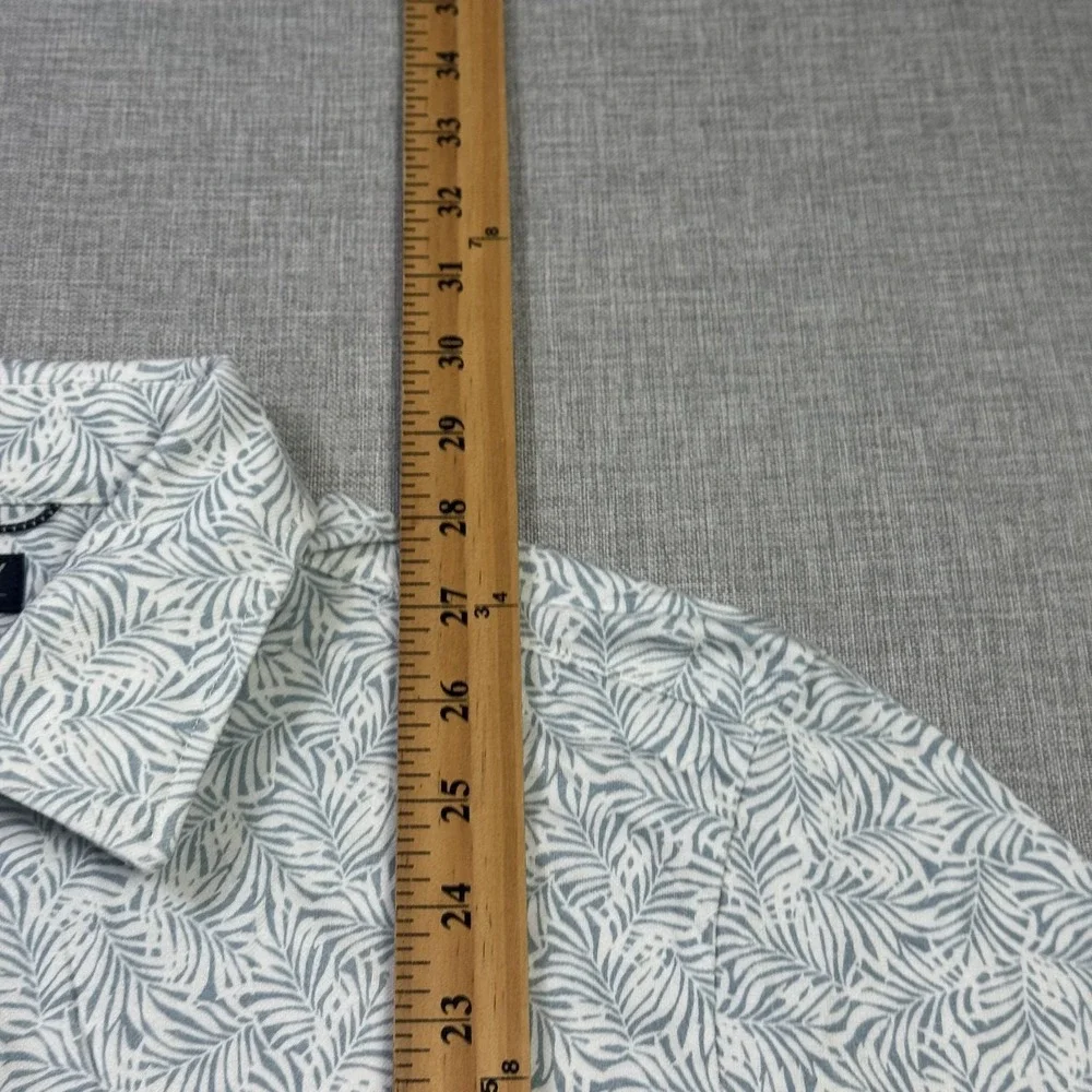 Faherty Reserve Movement Pique Polo Shirt Mens M White Floral Cotton